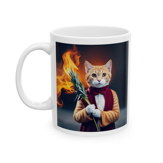 Pawsitivity Cat Saging Ceramic Mug 11oz