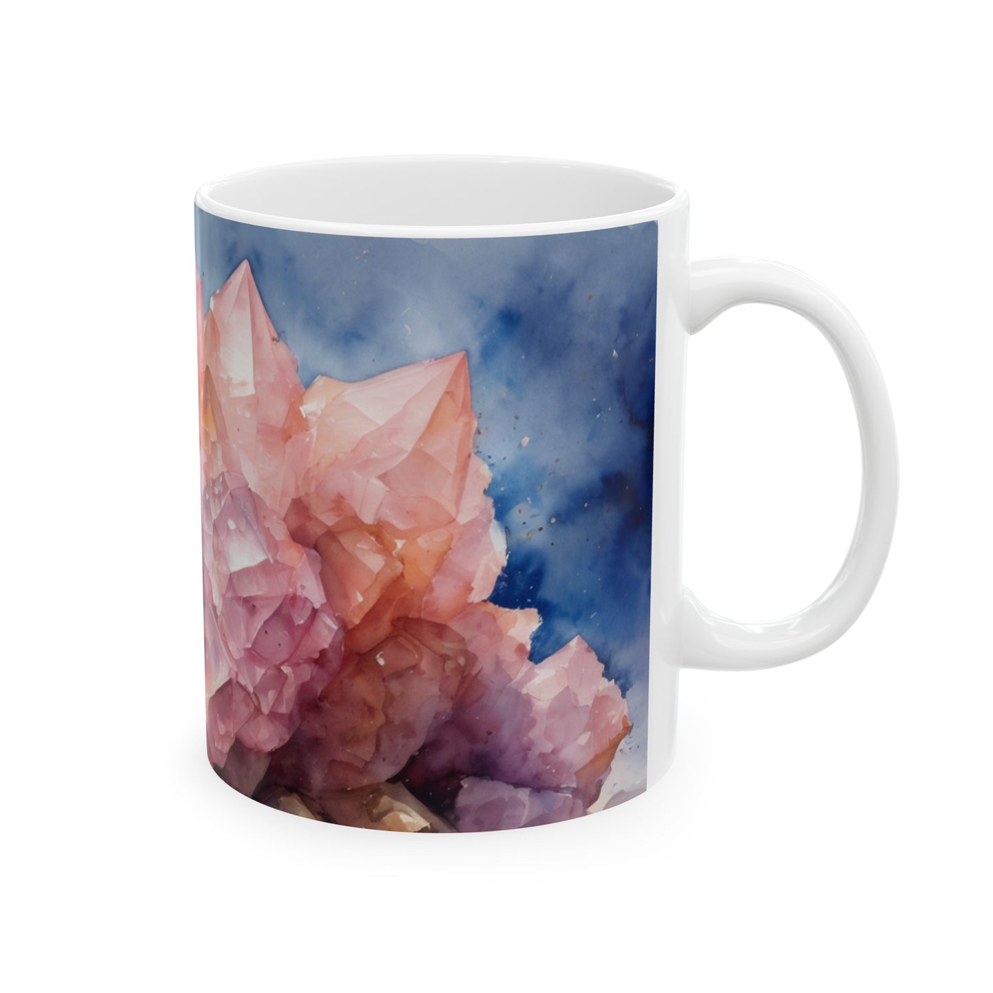 Rose Quartz Watercolor Print Ceramic Mug 11oz