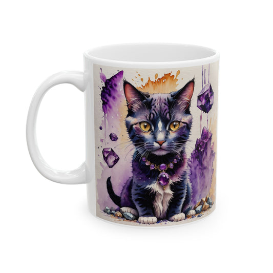 Amethyst Cat Ceramic Mug 11oz