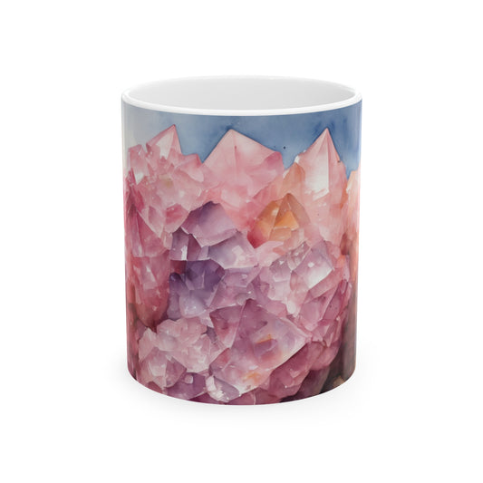 Rose Quartz Watercolor Print Ceramic Mug 11oz
