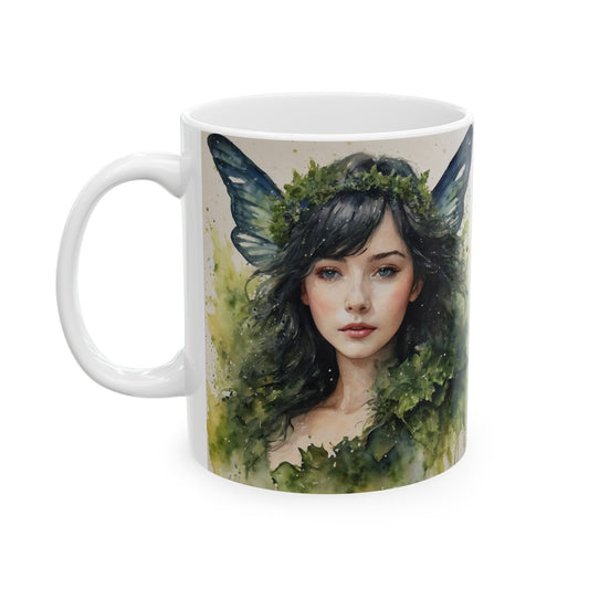 Moldavite Inspired Fantasy Fairy Ceramic Mug 11oz