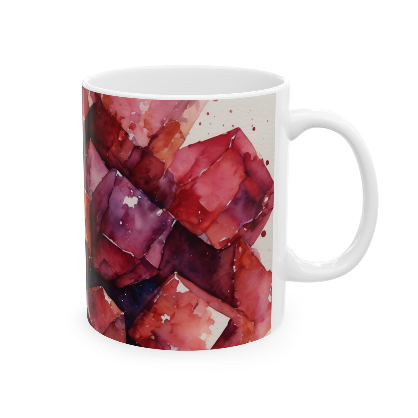 Garnet Crystals Watercolor Print Ceramic Mug 11oz