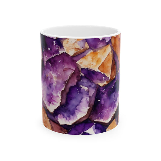 Amethyst Geodes Watercolor Print Ceramic Mug 11oz