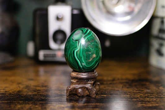 Adorable 2" Malachite Egg w/Stand Included