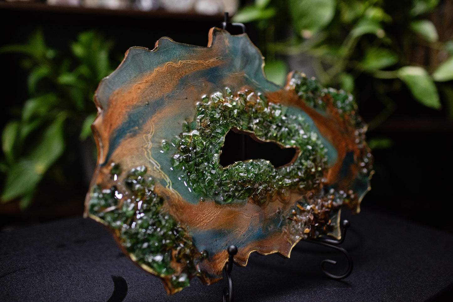 Green Aventurine & Tigers Eye Resin Geode Sculpture