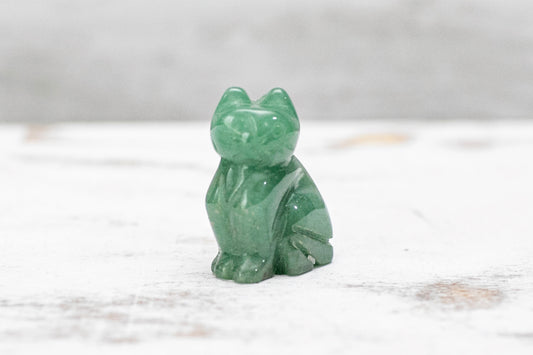 Green Aventurine Cat Crystal Carving
