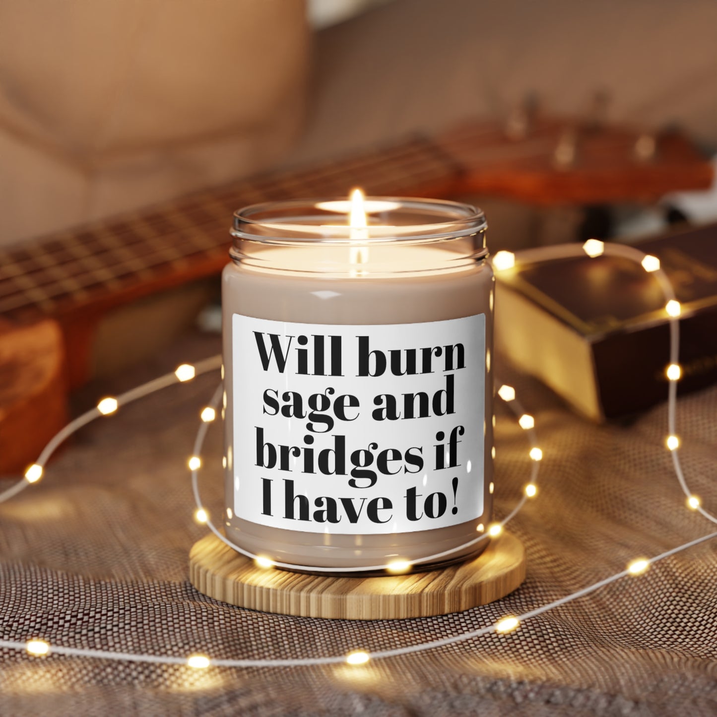 Will Burn Sage and Bridges | White Sage & Lavender Scented Soy Candle, 9oz