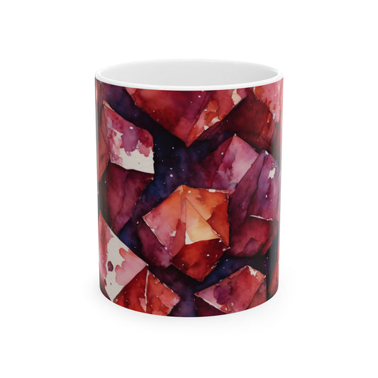 Garnet Crystals Watercolor Print Ceramic Mug 11oz