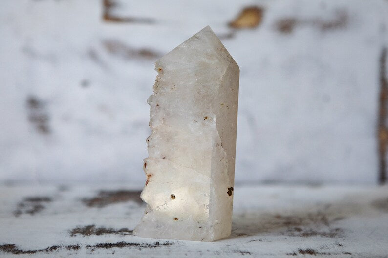 Clear Quartz Half Polished Geode Tower | Point with Inclusions
