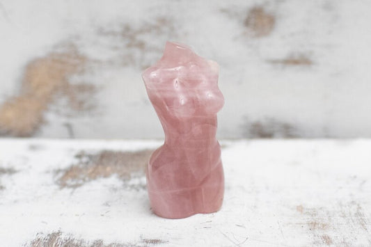 Rose Quartz Body Torso Woman Goddess Crystal Carving Figure