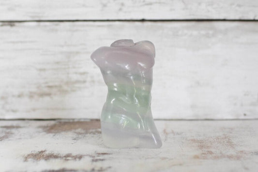 Rainbow Fluorite Male Body Crystal Carving